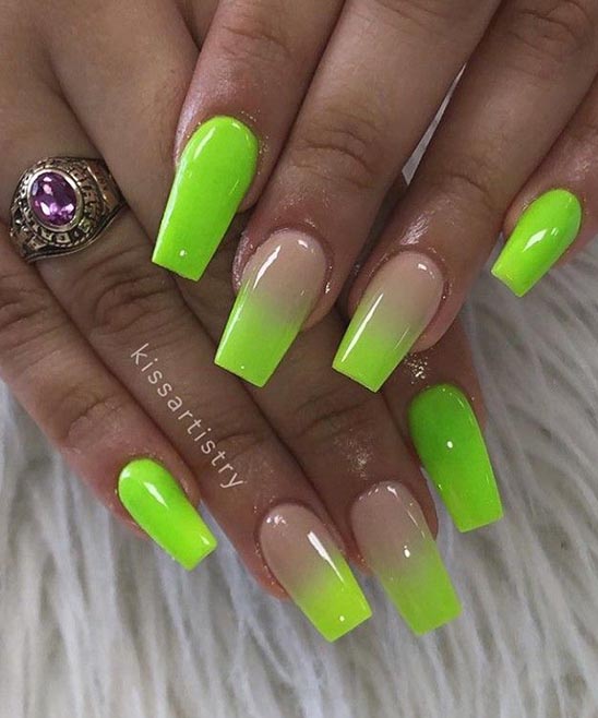 Lime Green and White Nail Designs