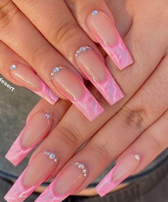 Long Light Pink Coffin Nails