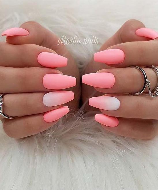 Long Pink Coffin Acrylic Nails