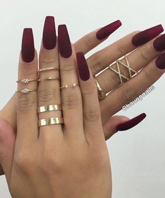Matt Burgundy Nails