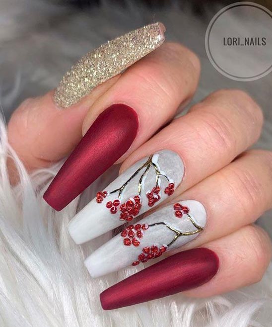 Matte Burgundy Almond Nails