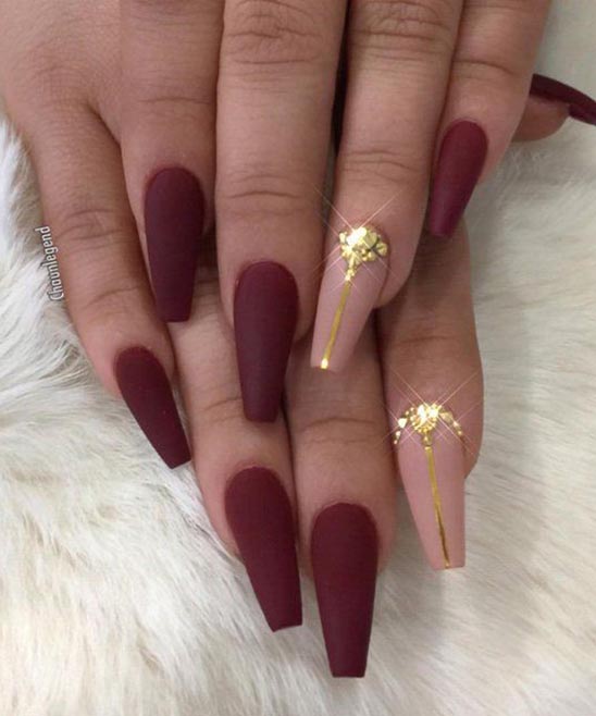 Matte Burgundy Nails