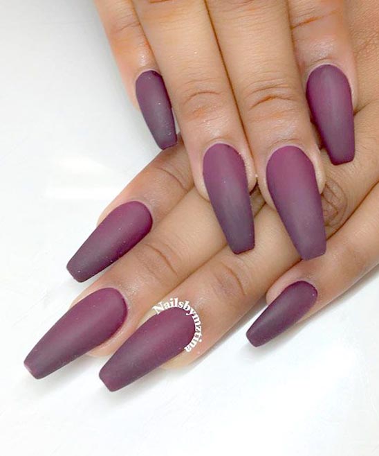 Matte Burgundy Oval Nails