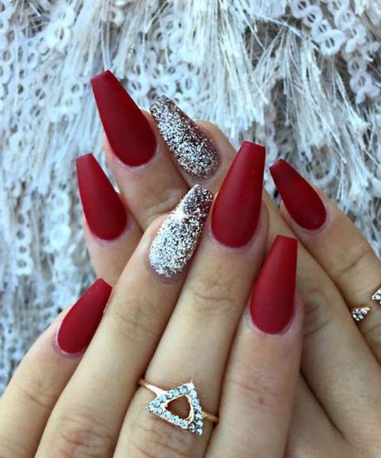 Matte Burgundy and Rose Gold Nails