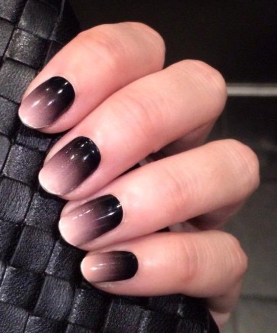 Matte White and Black Ombre Nails