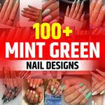 Mint Green Nails With Designs