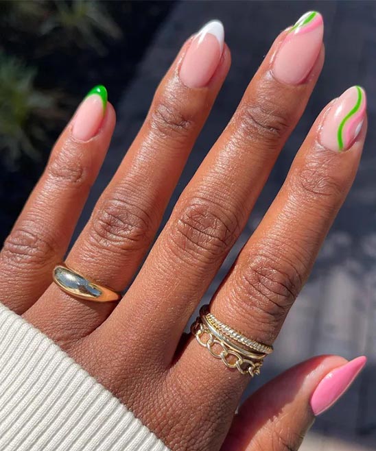 Mint Green and Pink Nail Designs
