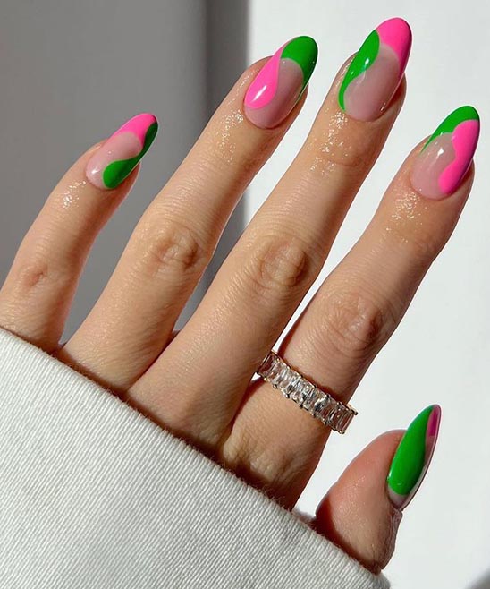 Nail Art Designs Pink and Green