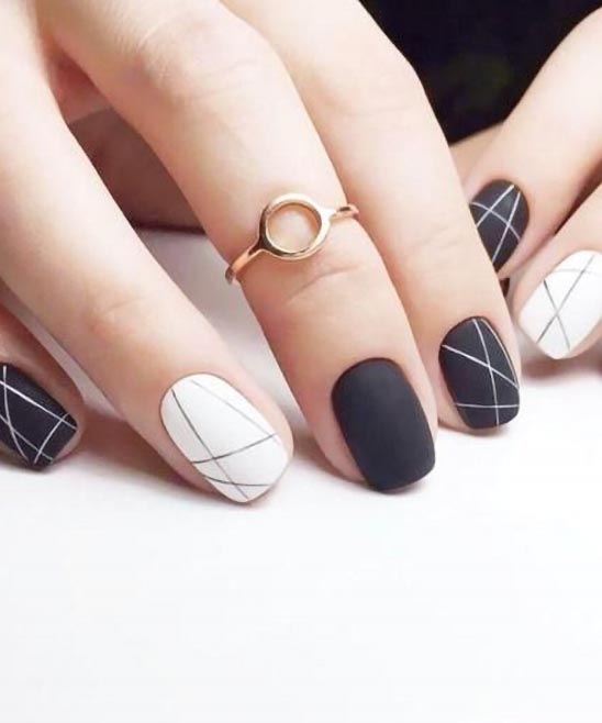 Nail Art Designs for Short Nails Black and White