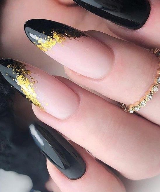 Nail Designs Black and Rose Gold