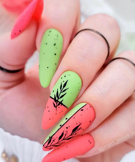 Nail Designs Green and Black Red
