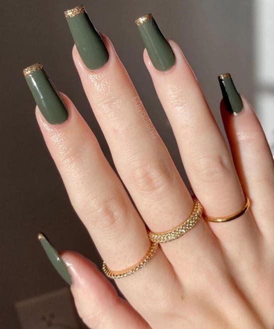 Nail Designs With Green and Gold