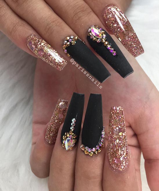 Nails Black and Rose Gold