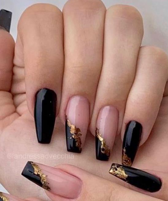 Nails Gold and Black