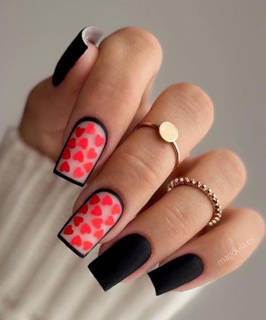 Nails Red Black and White