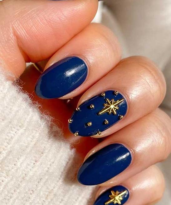 Navy Blue Design Nails