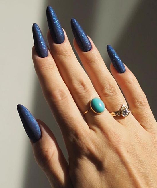 Navy Blue Design on Nails