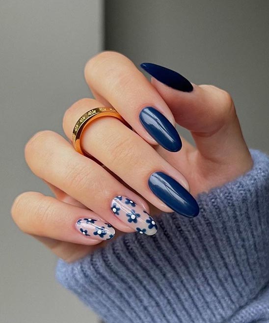 Navy Blue Nail Designs Point