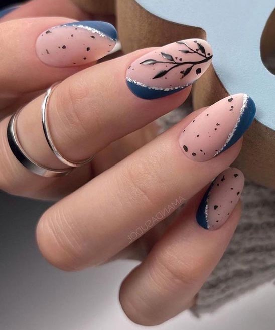 Navy Blue and Ivory Nail Designs