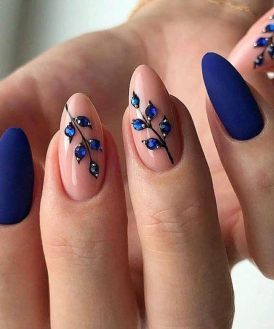 Navy Blue and Pink Nail Designs