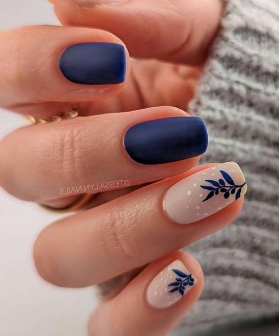 Navy Blue and Rose Gold Nail Designs