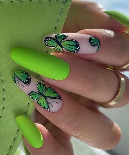 Neon Green and Blue Nail Designs