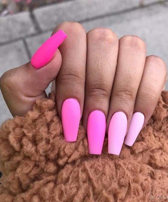 Neon Pink Ombre Coffin Nails