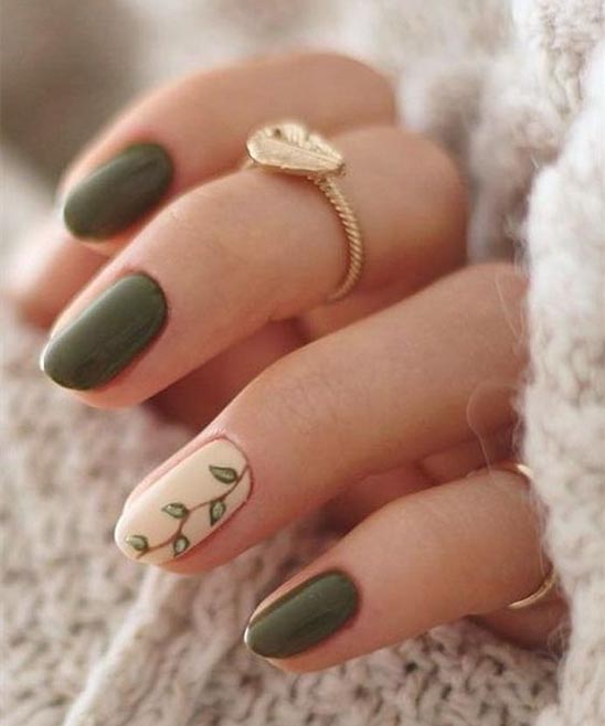 Olive Green and Black Nail Designs
