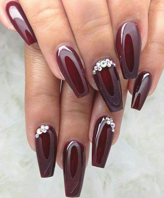 Ombre Black and Burgundy Nails