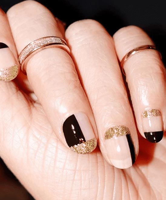 Ombre Black and Gold Coffin Nails