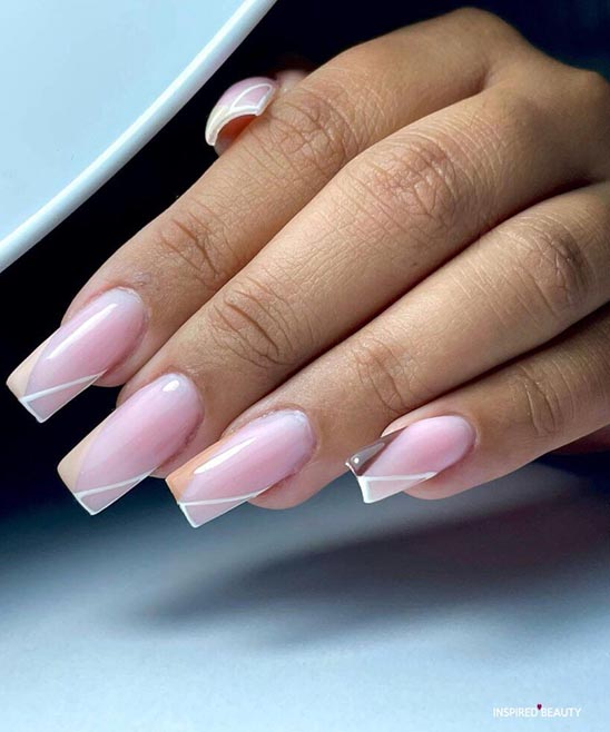Ombre Pink and White Nails Coffin