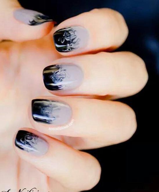 Pics of Black and White Ombre Nails