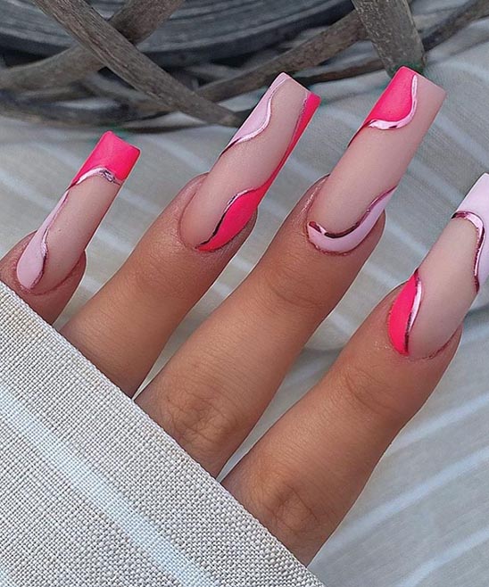 Pink Acrylic Nails Coffin Shape