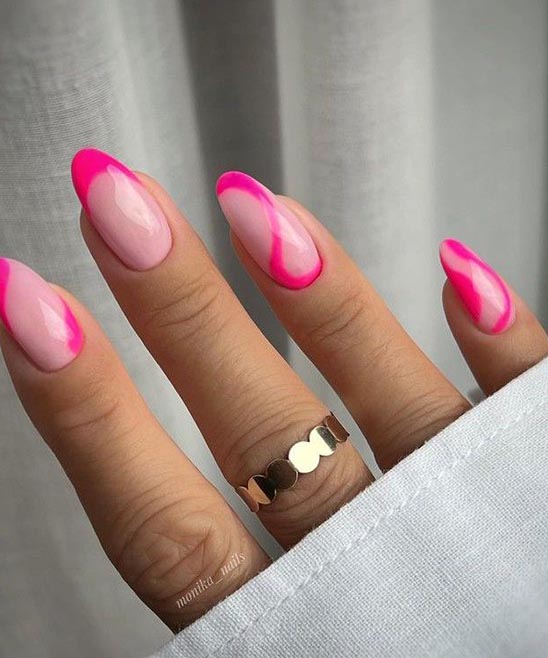 Pink Almond Nails With Design