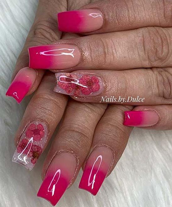 Pink Coffin Ombre Nails