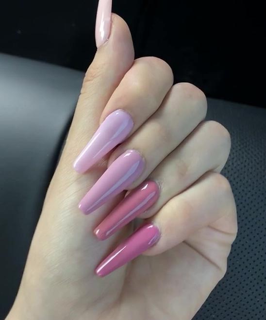 Pink Colored Coffin Nails