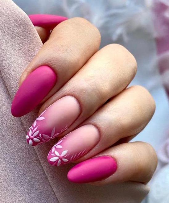 Pink Design Almond Nail