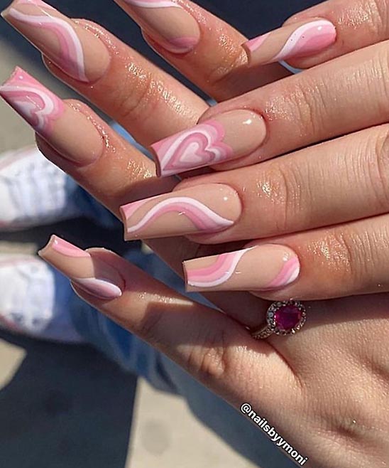 Pink French Tip Acrylic Nails Coffin