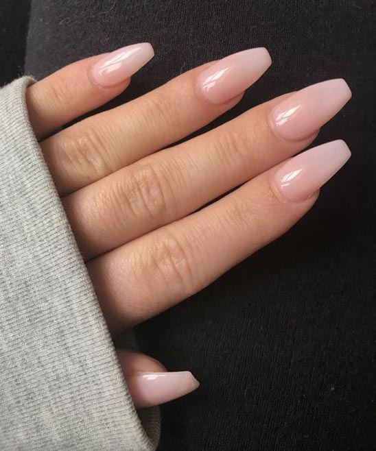 Pink French Tip Coffin Nails