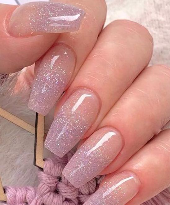 Pink Glitter Ombre Coffin Nails