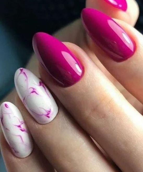 Pink Marble Nails With Glitter