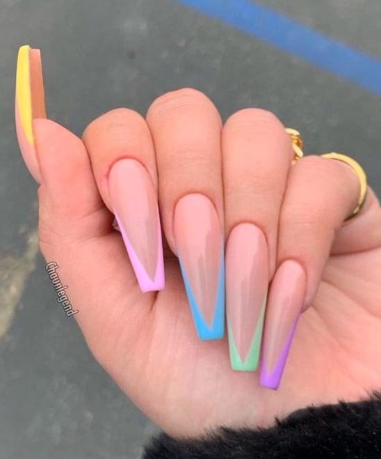 Pink Ombre Coffin Nails