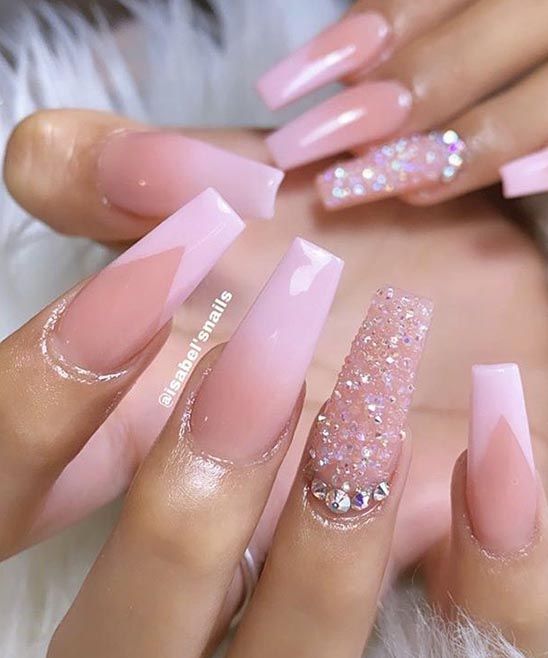 Pink Ombre Nails Coffin Short