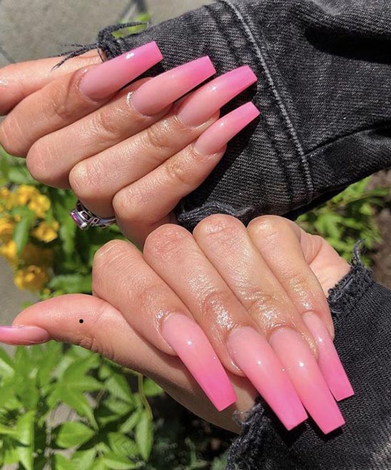 Pink and Black Coffin Nails