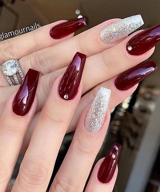 Pink and Burgundy Ombre Nails