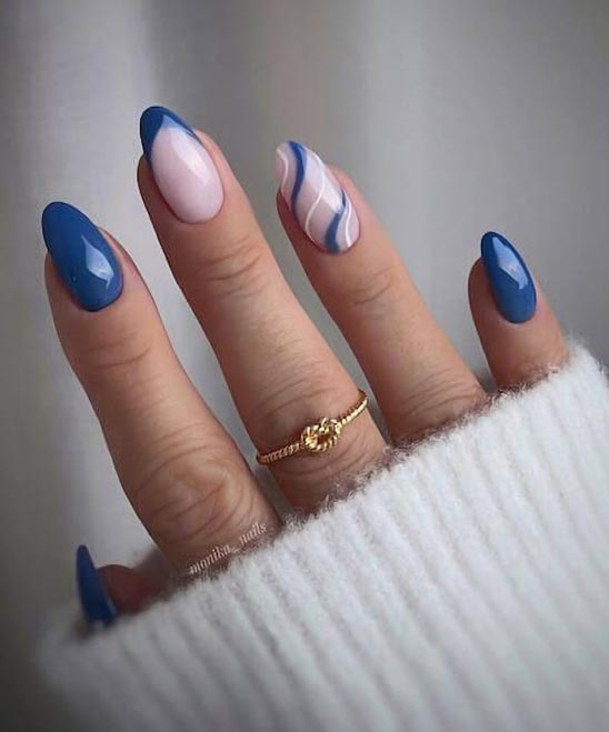 Pink and Navy Blue Nail Designs