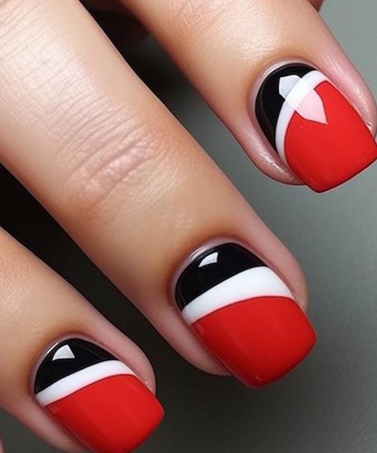 Pink and Red French Tip Nails