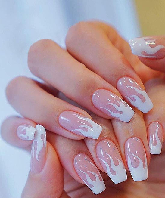 Pink and White Nails Coffin