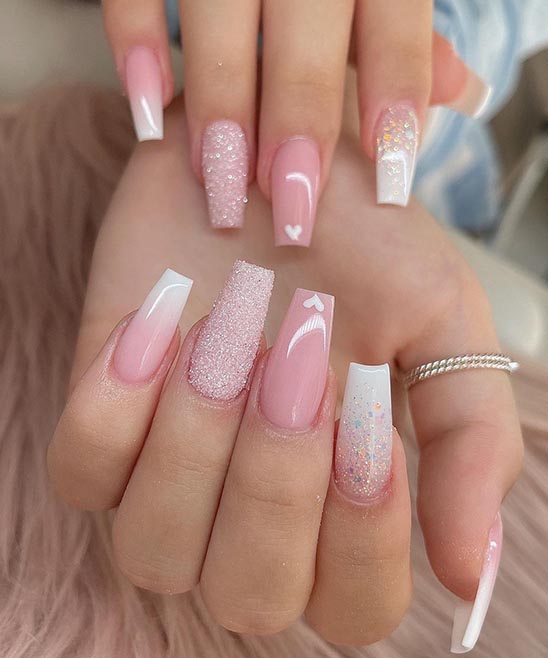 Pink and White Ombre Acrylic Nails Coffin
