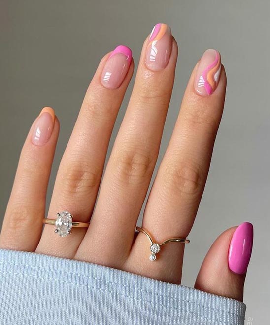 Pink and White Ombre Nails Coffin Short